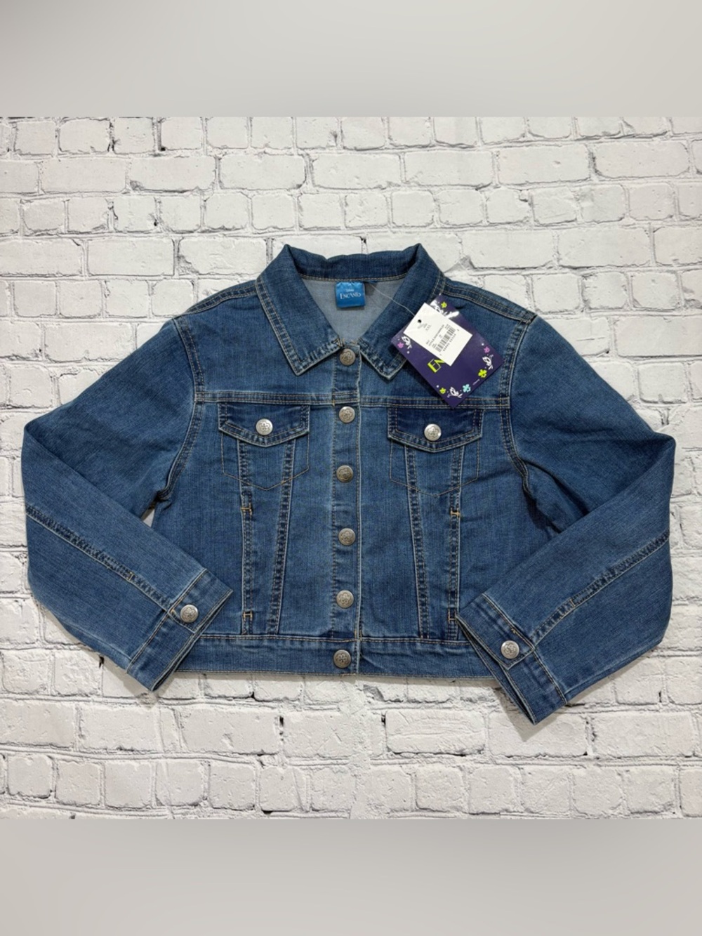 Disney Girls Jean Jacket Size XXL 10/12 Encanto Design on Back And Engine NWT